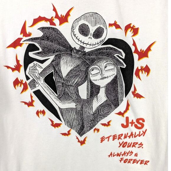 Disney Nightmare Before Christmas 1X Jack Sally Eternal Love Graphic T-Shirt - Picture 2 of 5